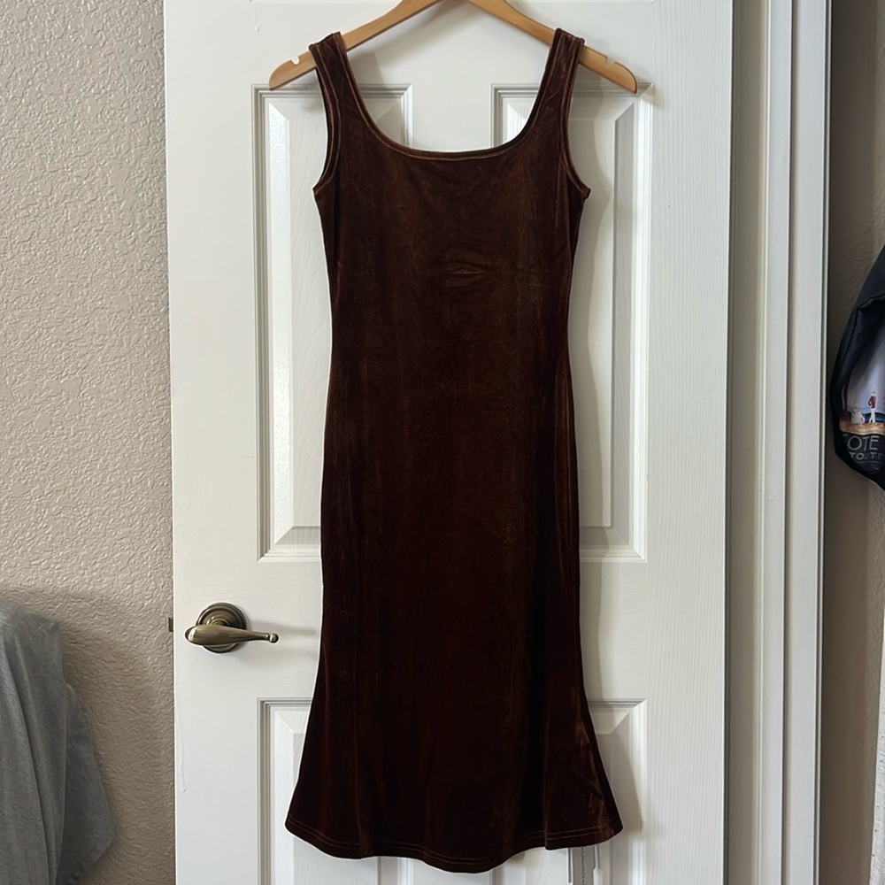 BRAND NEW! Commense Brown Velvet-Texture Dress, Small